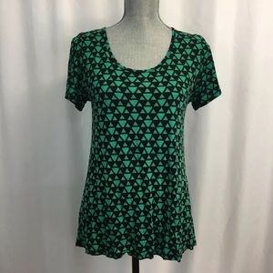 LULAROE Classic T Tee Green Black Aztec Top Shirt